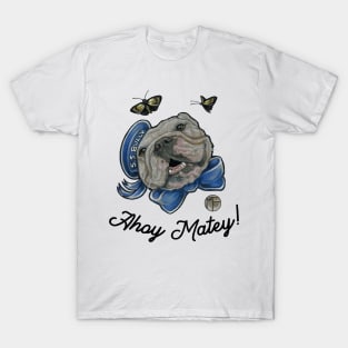 Ahoy Matey - Bulldog - Quote - Black Outlined Version T-Shirt